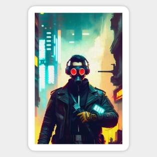 Abstract Cyberpunk Man Sticker